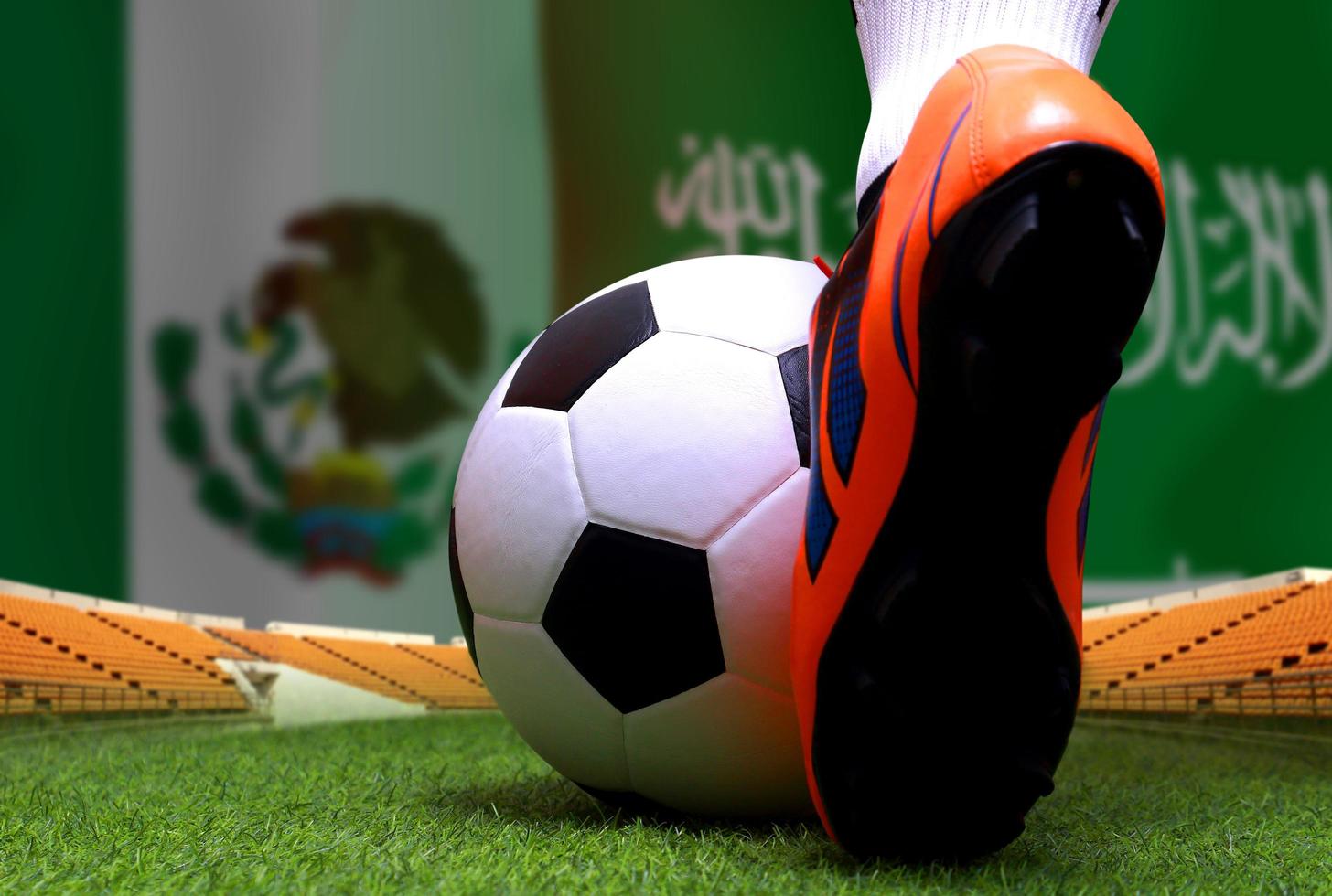 compétition de coupe de football entre le mexique national et l'arabie saoudite nationale. photo