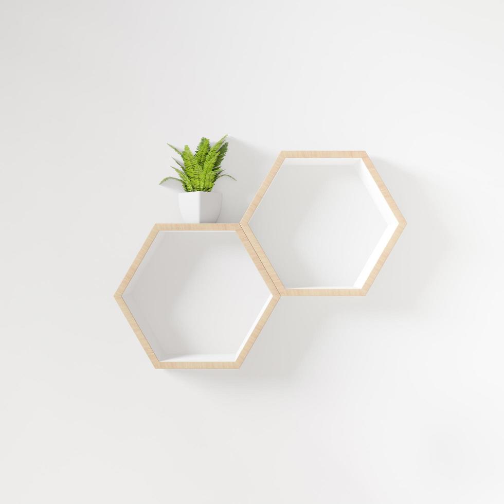 étagère 3d hexagonale avec petit arbre photo