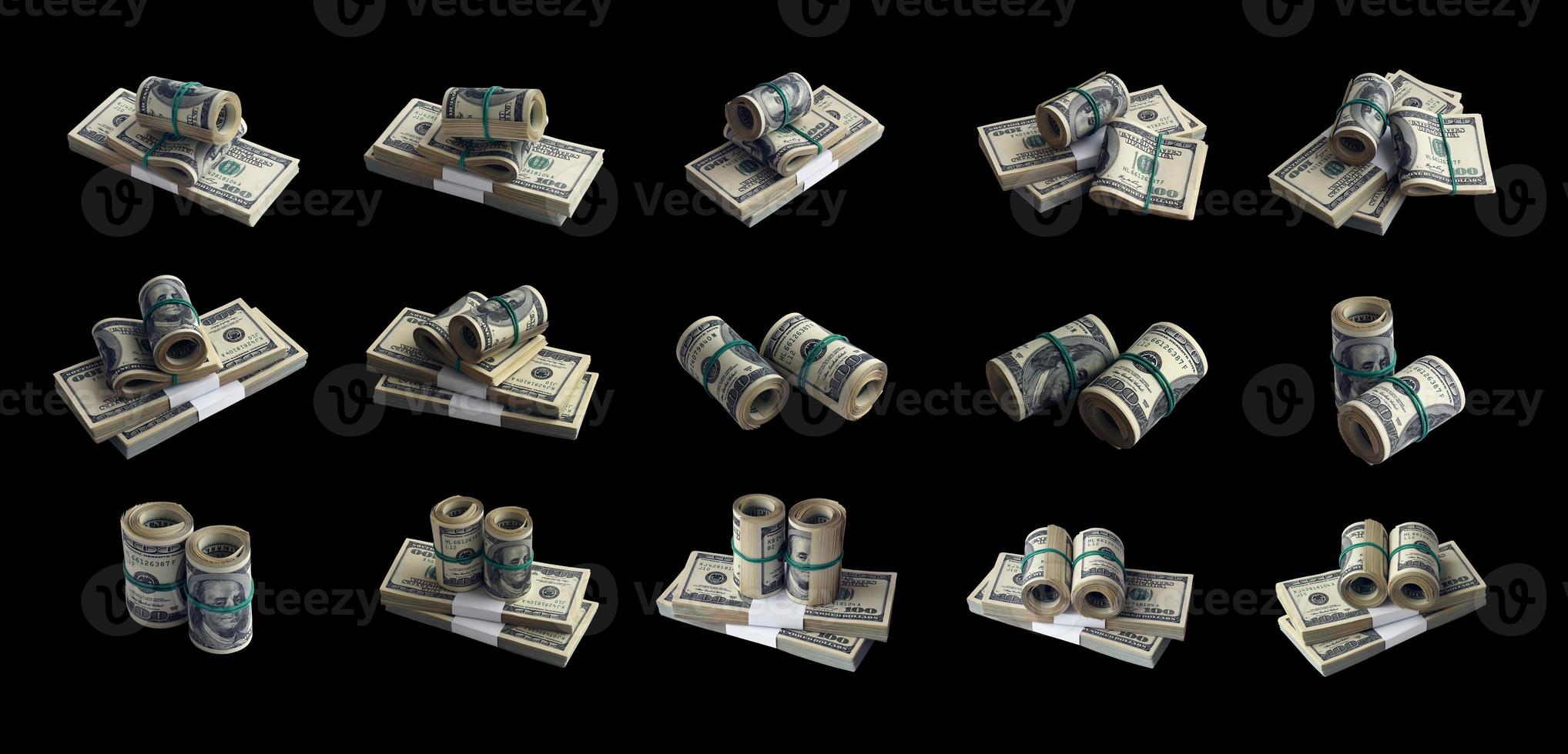 grand ensemble de liasses de billets d'un dollar américain isolés sur blanc. collage avec de nombreux packs d'argent américain avec une haute résolution sur fond blanc parfait photo