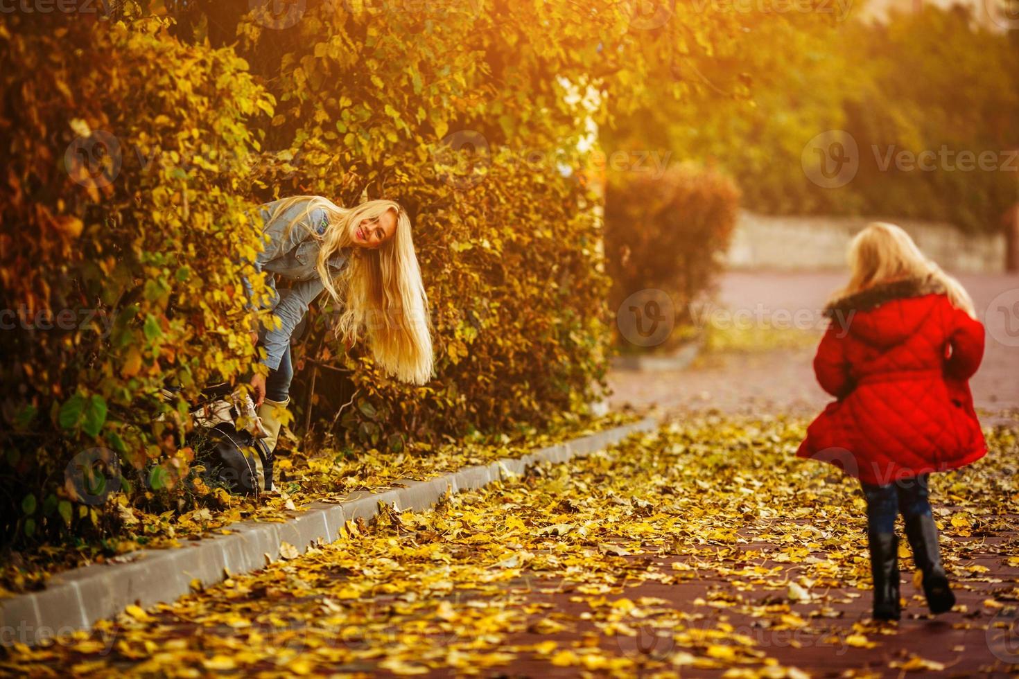 mère fille, dans, automne, parc photo