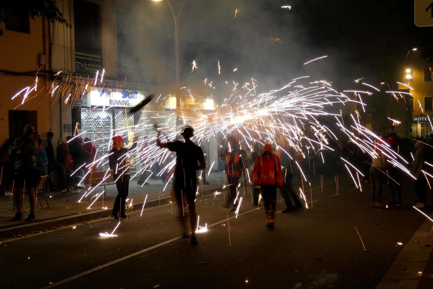 photo abstraite de fêtes de diables et de feux d'artifice.