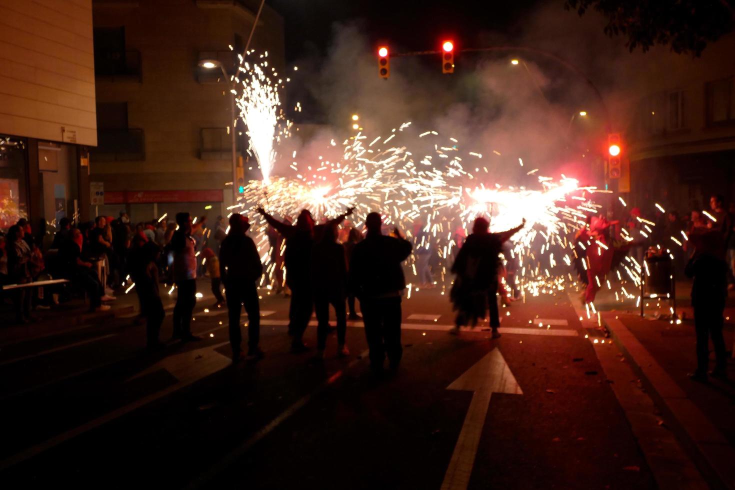 photo abstraite de fêtes de diables et de feux d'artifice.