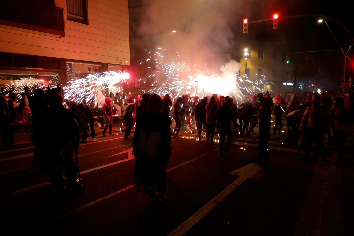 photo abstraite de fêtes de diables et de feux d'artifice.