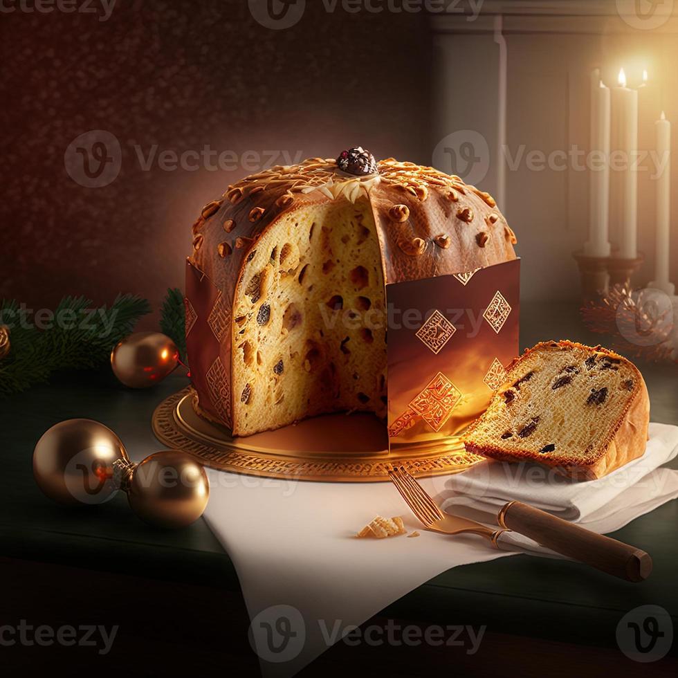 le panettone est le dessert italien traditionnel de noël photo