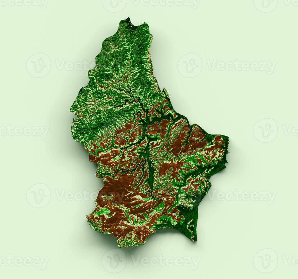 carte topographique du luxembourg 3d carte réaliste couleur illustration 3d photo