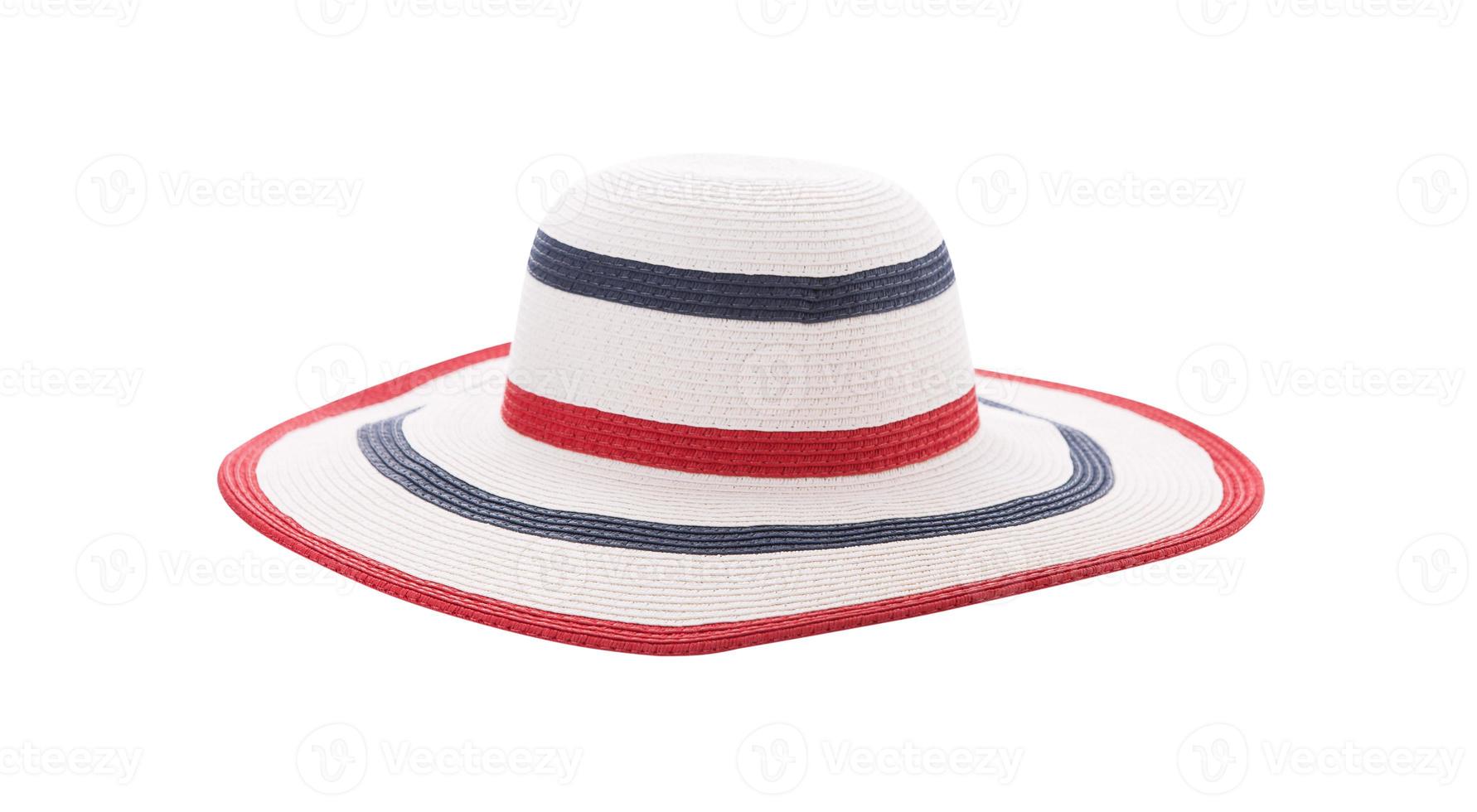joli chapeau de paille isolé sur fond blanc, chapeau de paille marron sur blanc. photo