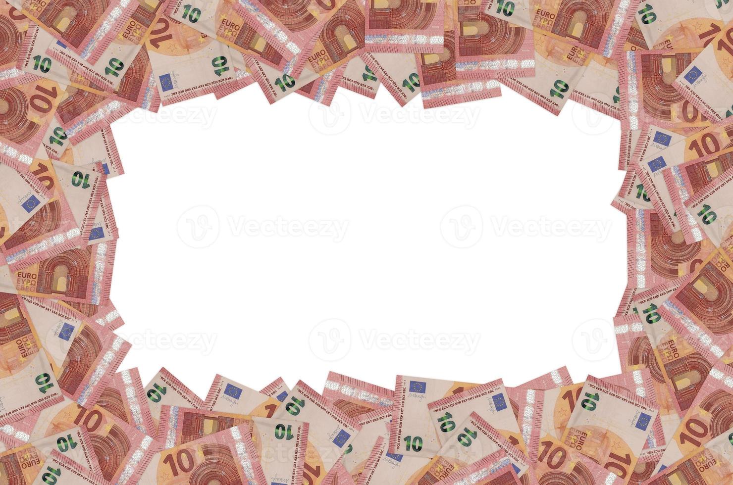 partie du motif du billet de 10 euros en gros plan avec de petits détails rouges photo