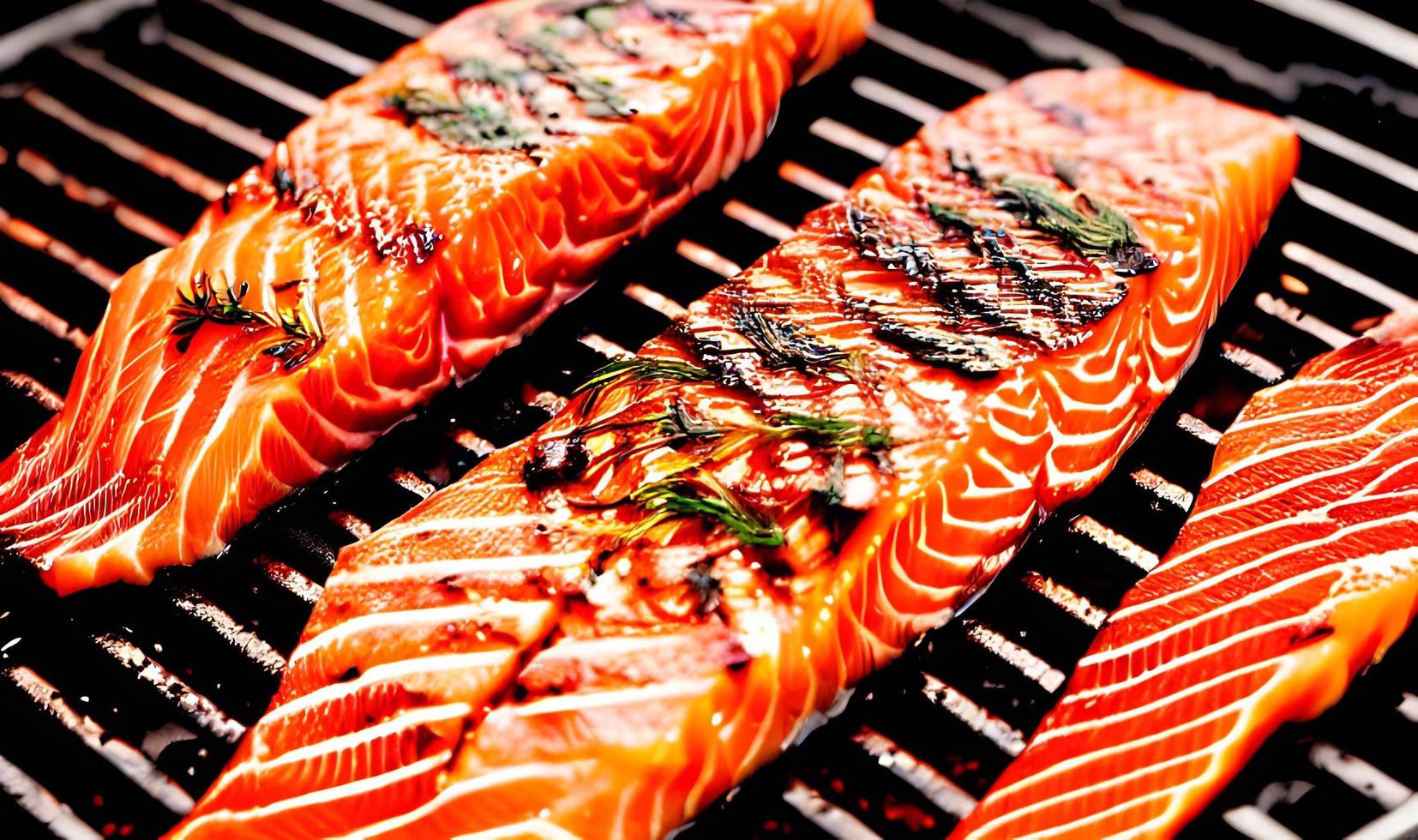 saumon grillé. aliments sains saumon cuit au four. plat de poisson chaud. photo