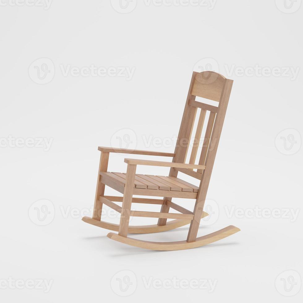 Rendu 3D d'une chaise à bascule en bois. photo