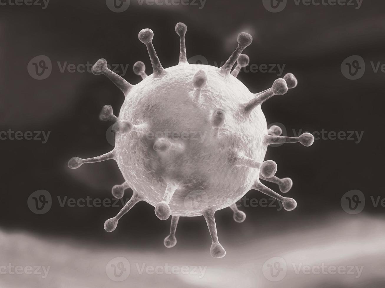 virus de la grippe sous un microscope en gros plan en noir et blanc photo