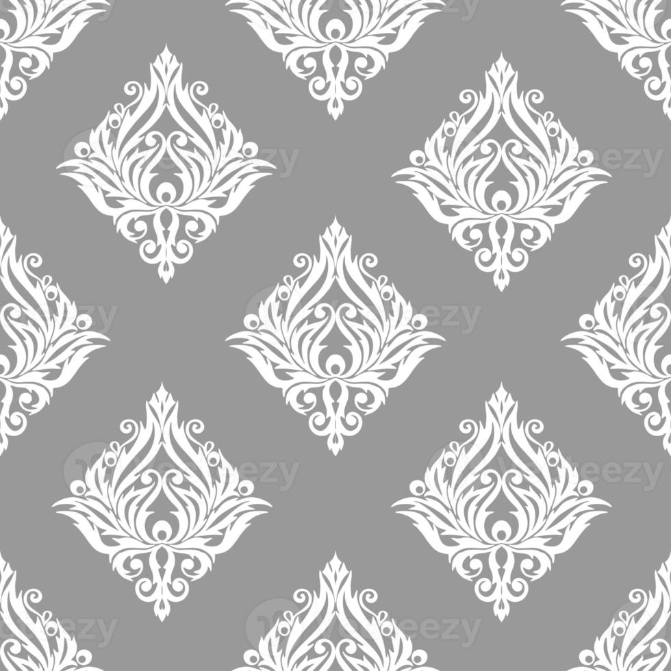 motif graphique sans couture, tuile d'ornement blanc floral sur fond gris, texture, design photo