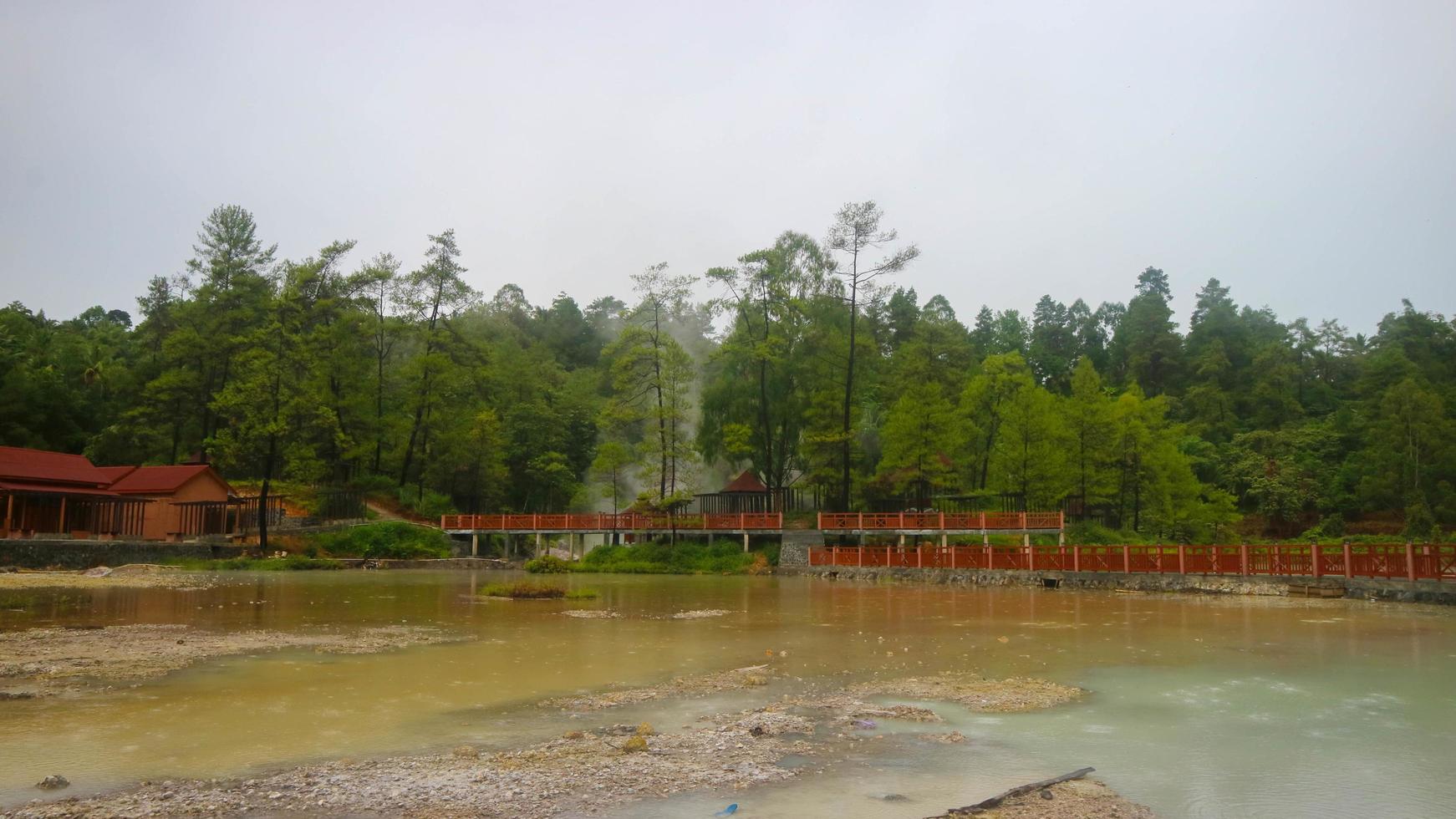lac de source chaude avec des arbres verts photo