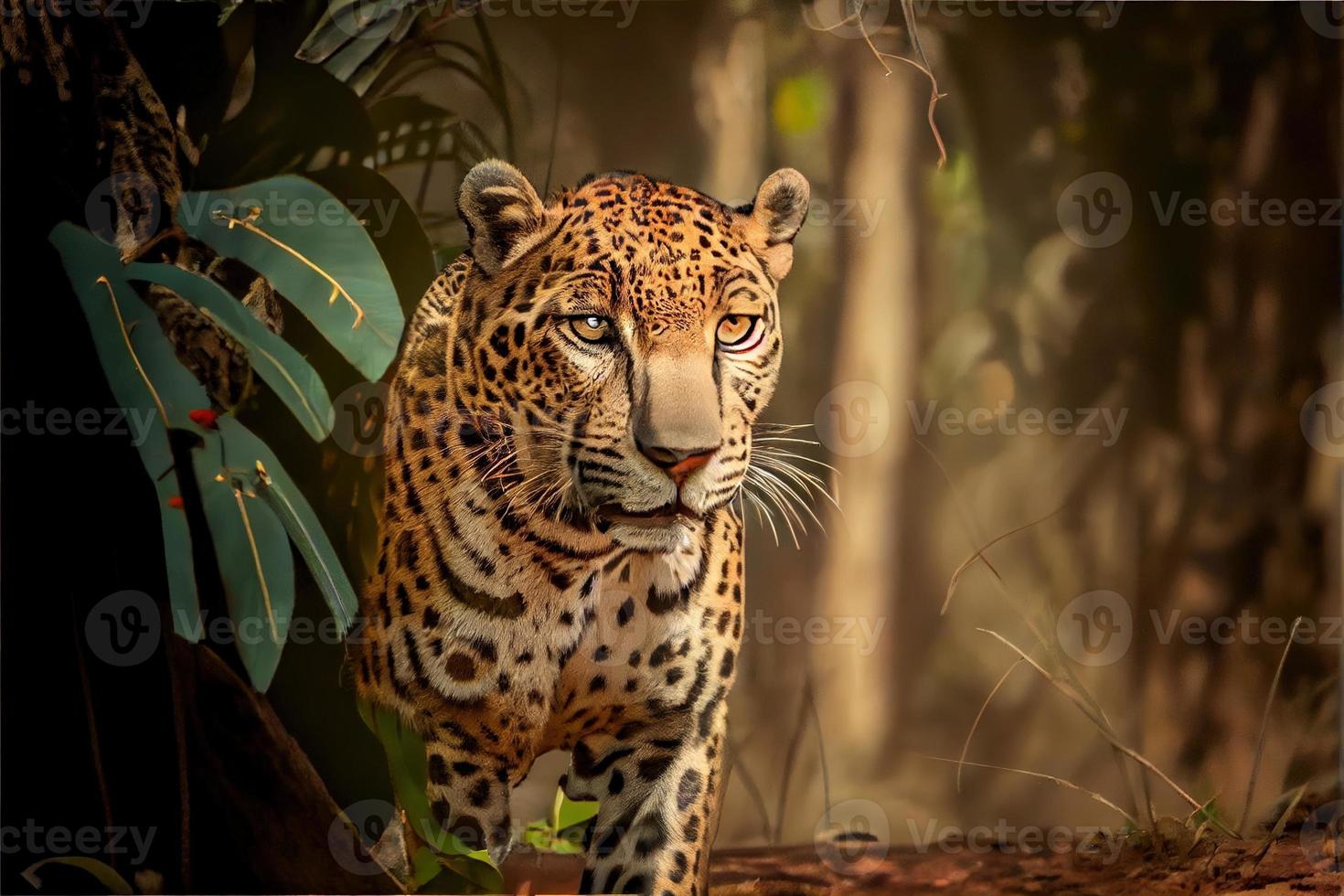 beau jaguar américain en voie de disparition dans l'habitat naturel panthera onca brasil sauvage faune brésilienne photo