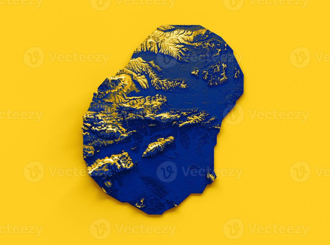 carte de nauru avec les couleurs du drapeau bleu et jaune carte en relief ombrée illustration 3d photo