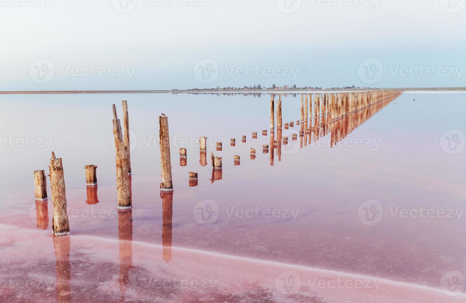 obstacles en bois dans la mer de l'île de jarilgach, ukraine. pendant la journée photo