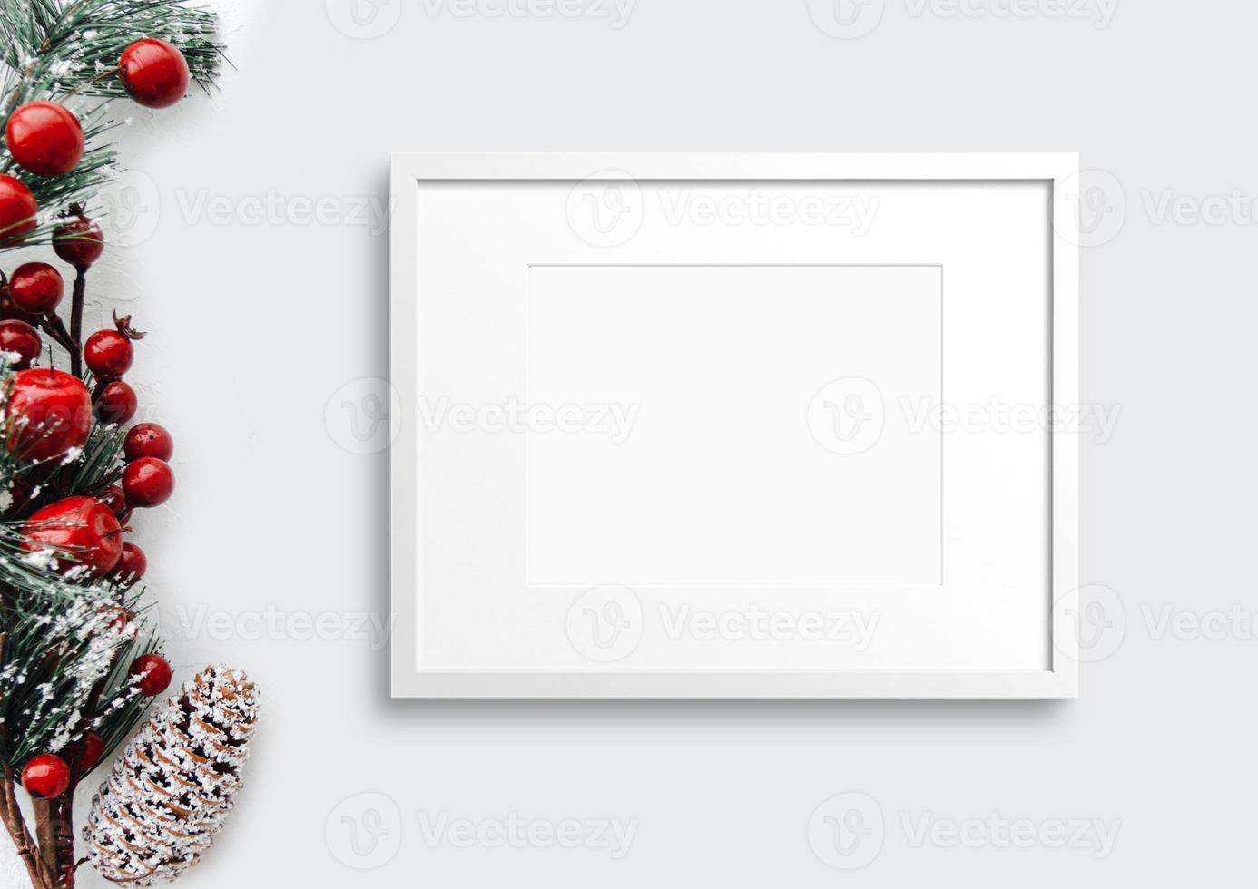 maquette de cadre intérieur de noël blanc photo