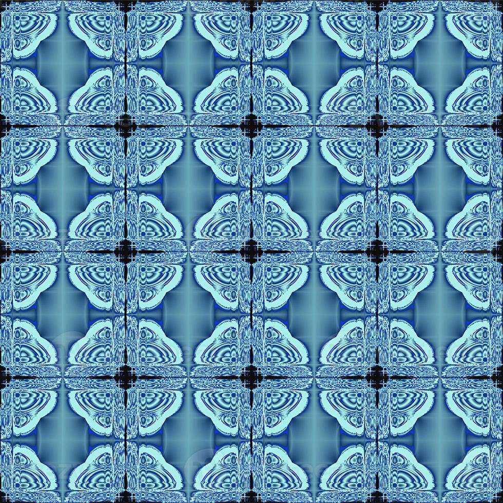 motif géométrique symétrique floral harmonieux dans les couleurs bleu et violet, carrelage, texture, design photo