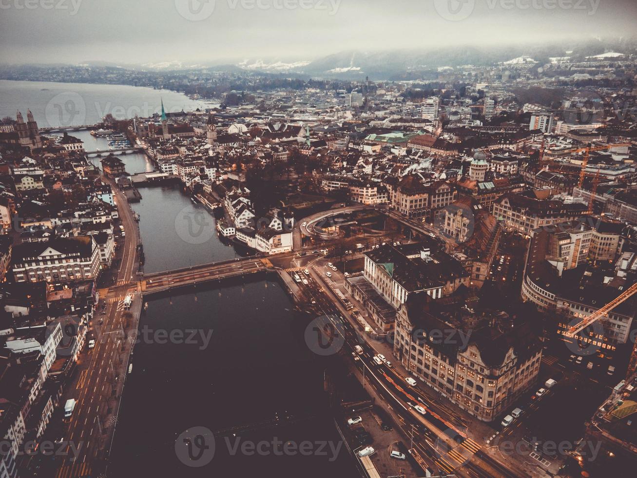 photo aérienne de zurich, suisse par drone