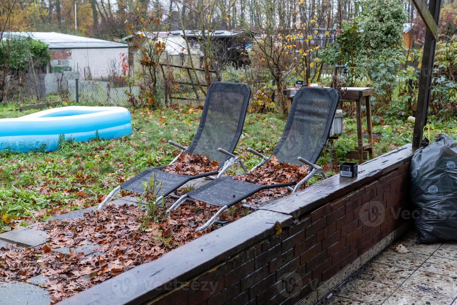 banc dans le jardin des pluies photo