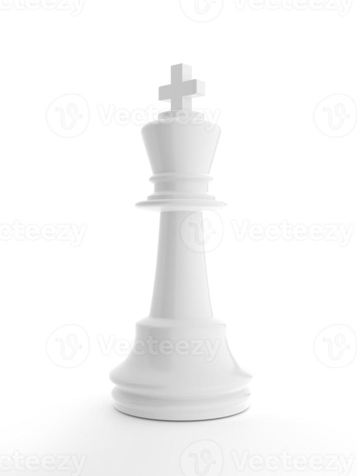 Roi d'échecs blanc sur fond blanc - rendu 3d illustration photo