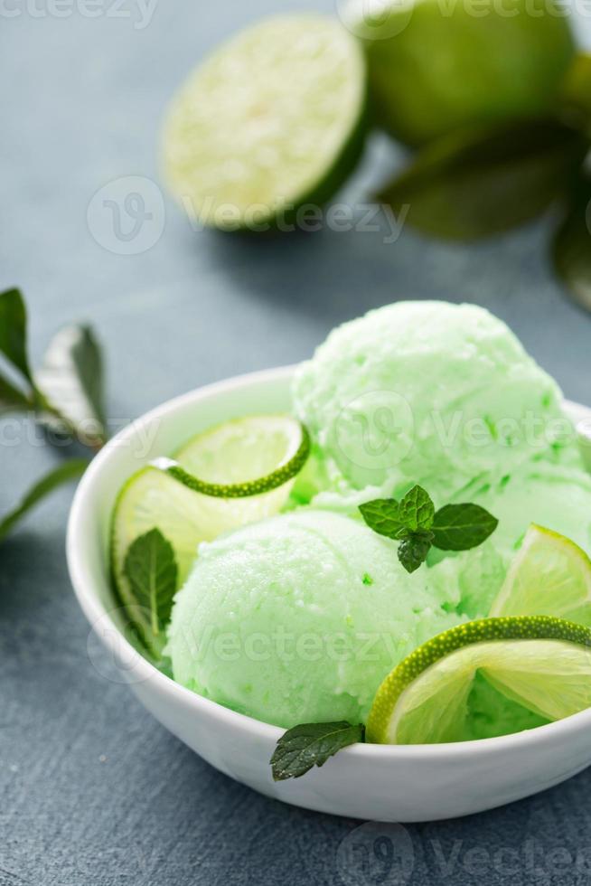 glace verte rafraîchissante au citron vert photo