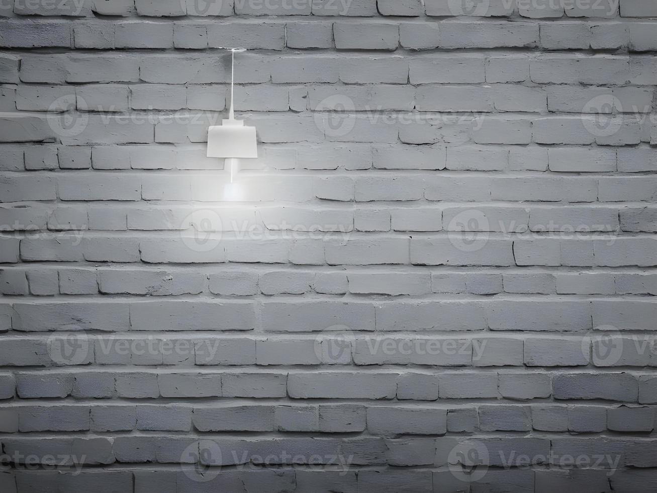 un mur de briques avec une lampe dessus. IA générative. photo