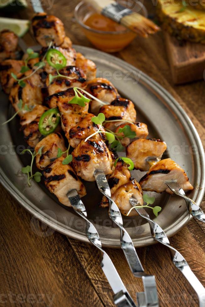 brochettes de poulet sauce aigre-douce photo