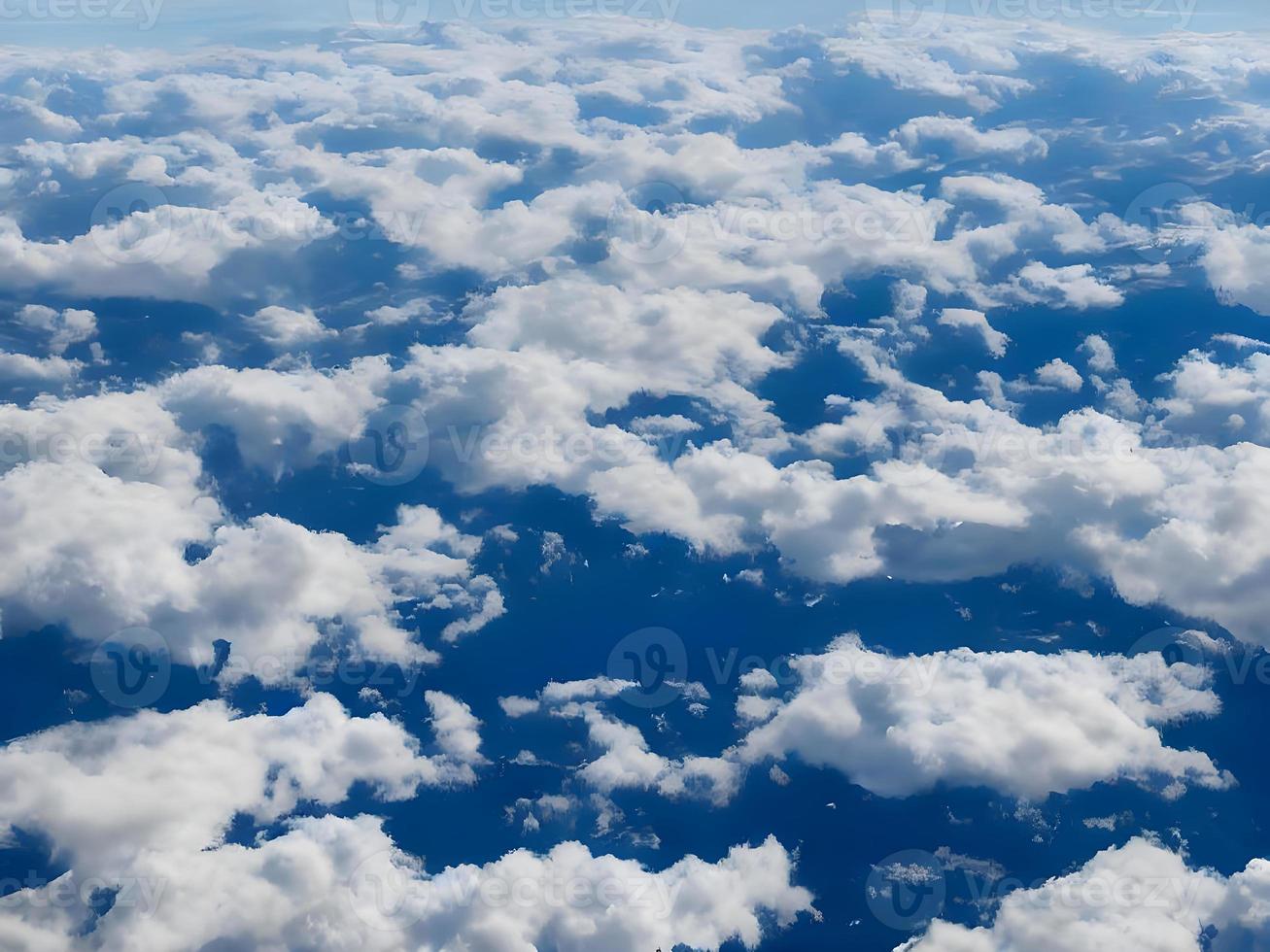 vue sur les nuages depuis le hublot d'un avion. IA générative. photo