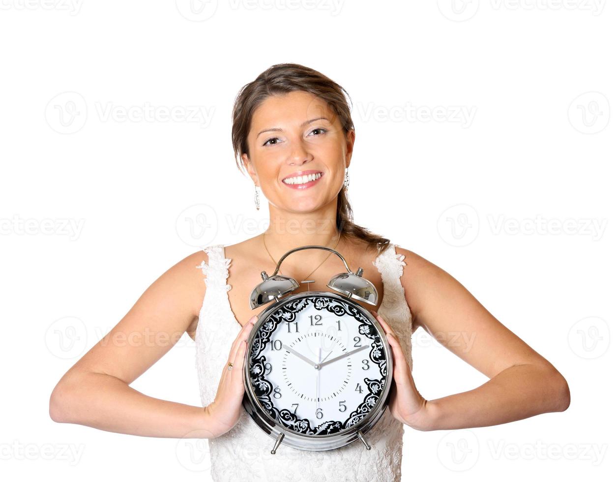 mariée avec une horloge photo