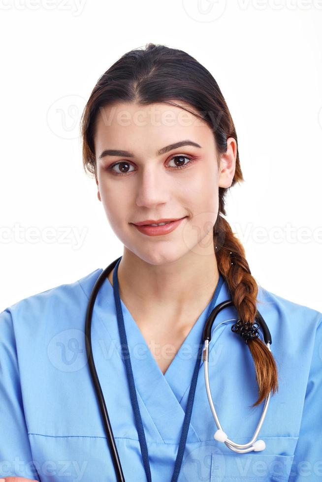 femme médecin isolé sur fond blanc photo