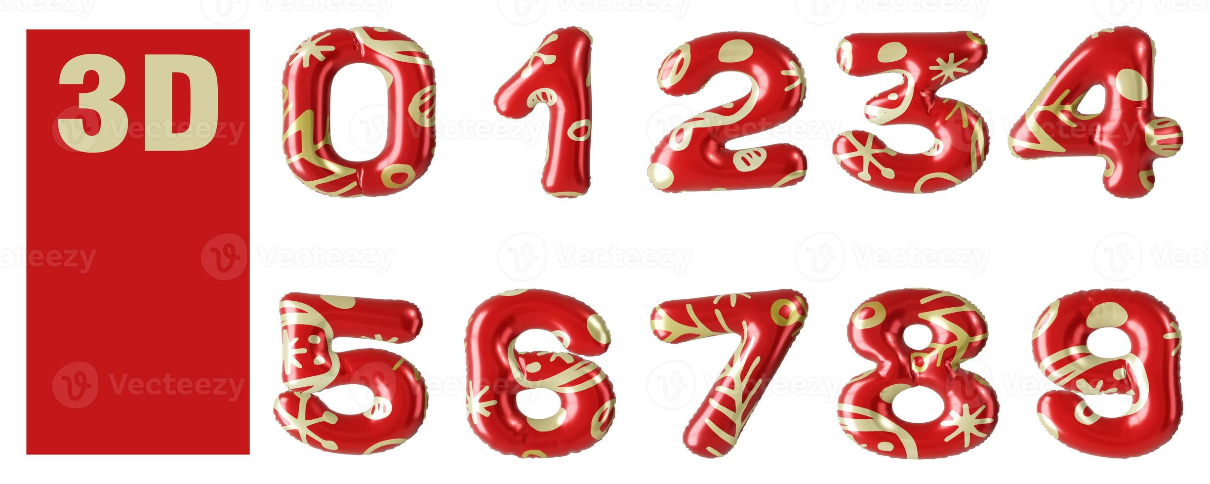 numéros de ballons de noël isolés sur fond blanc photo