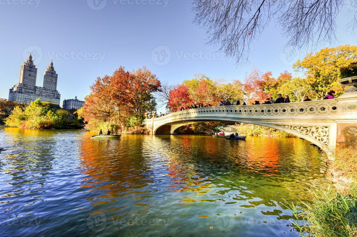 pont en arc, parc central en automne photo