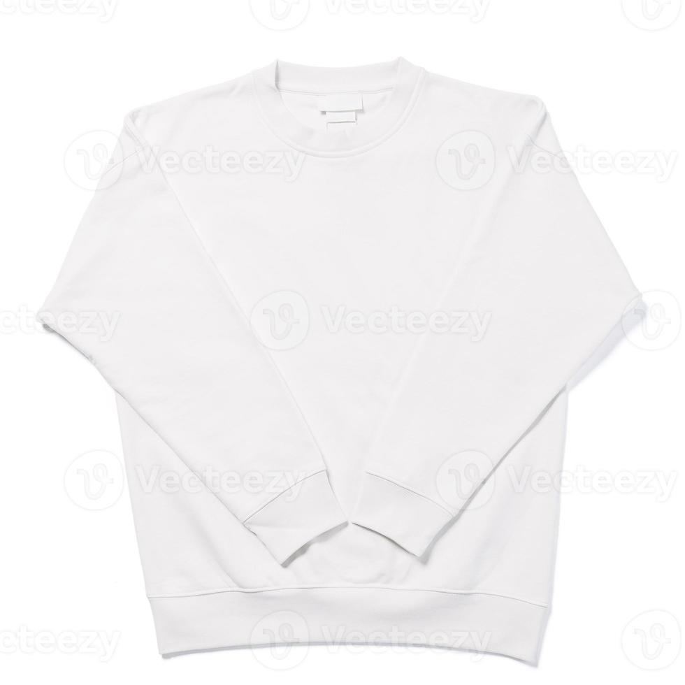 sweat-shirt blanc vierge sur fond blanc pour la conception photo