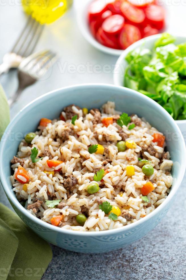 riz aux légumes et boeuf photo