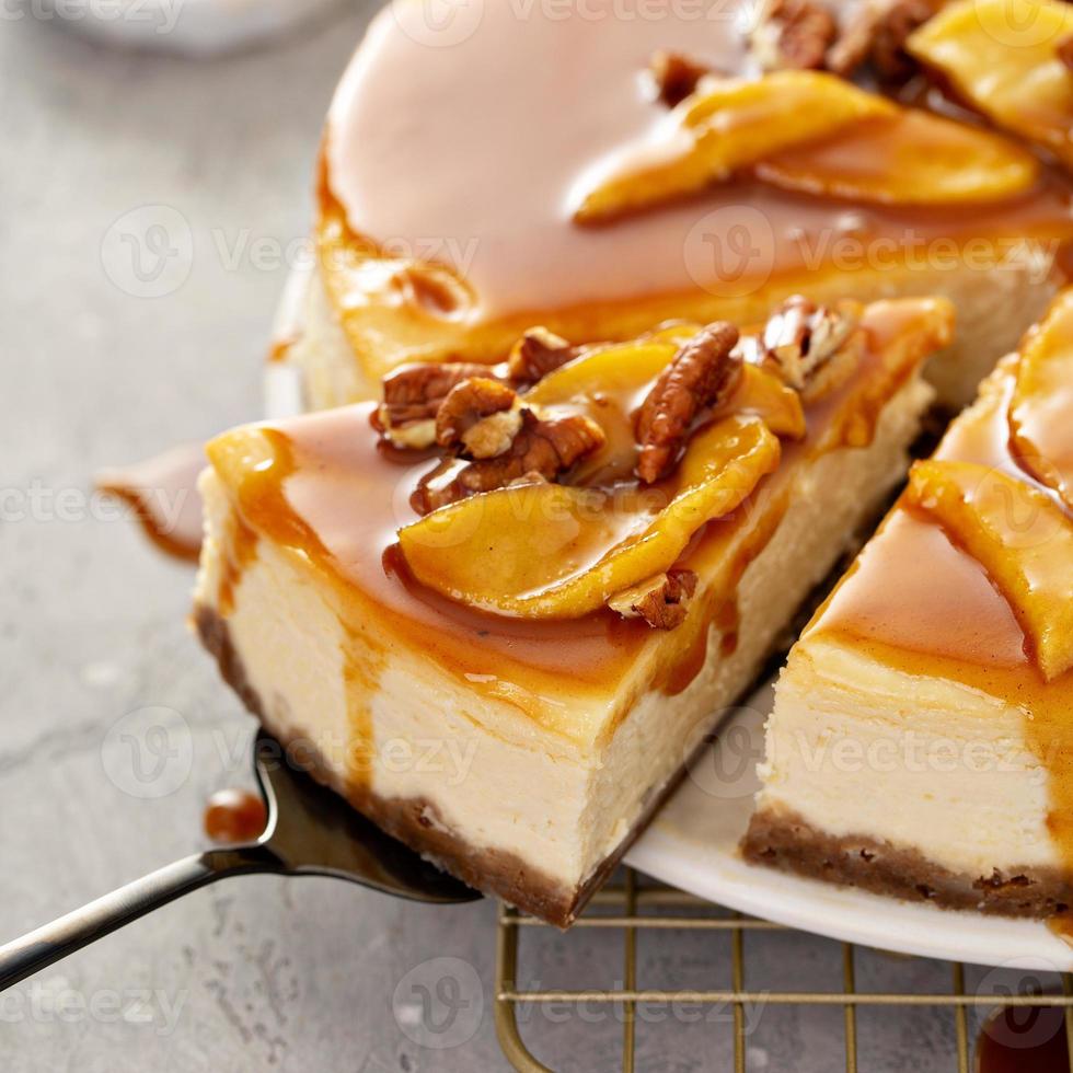 gâteau au fromage aux pommes et aux noix de pécan photo