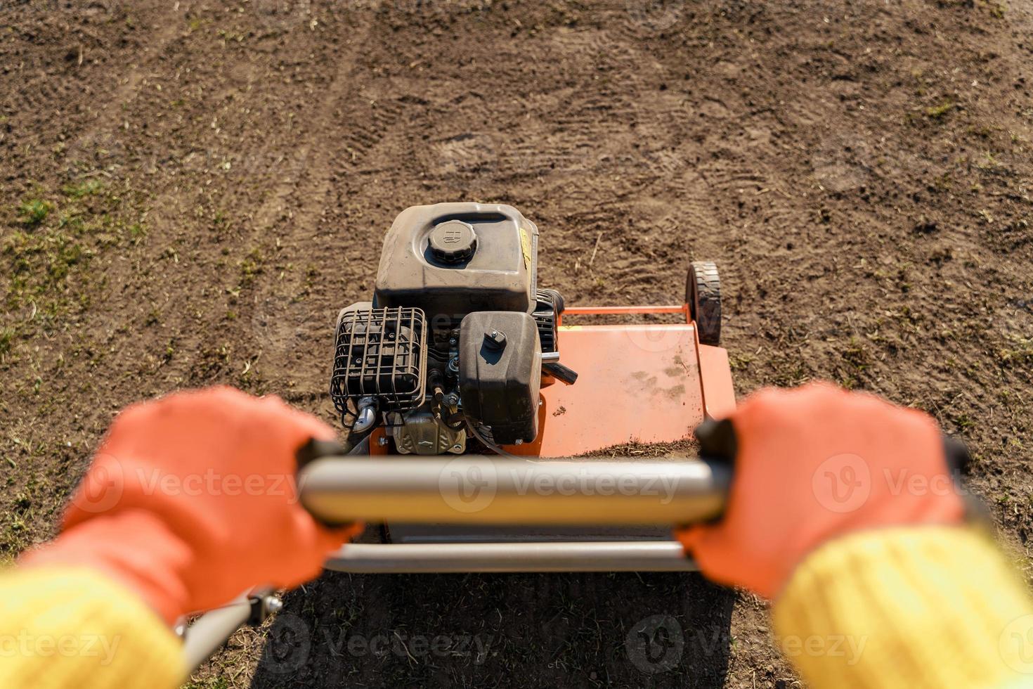 gros plan, de, aérateur, machine, dans, les, pré photo