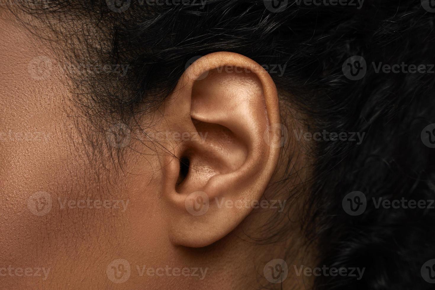 vue rapprochée de l'oreille femelle noire photo
