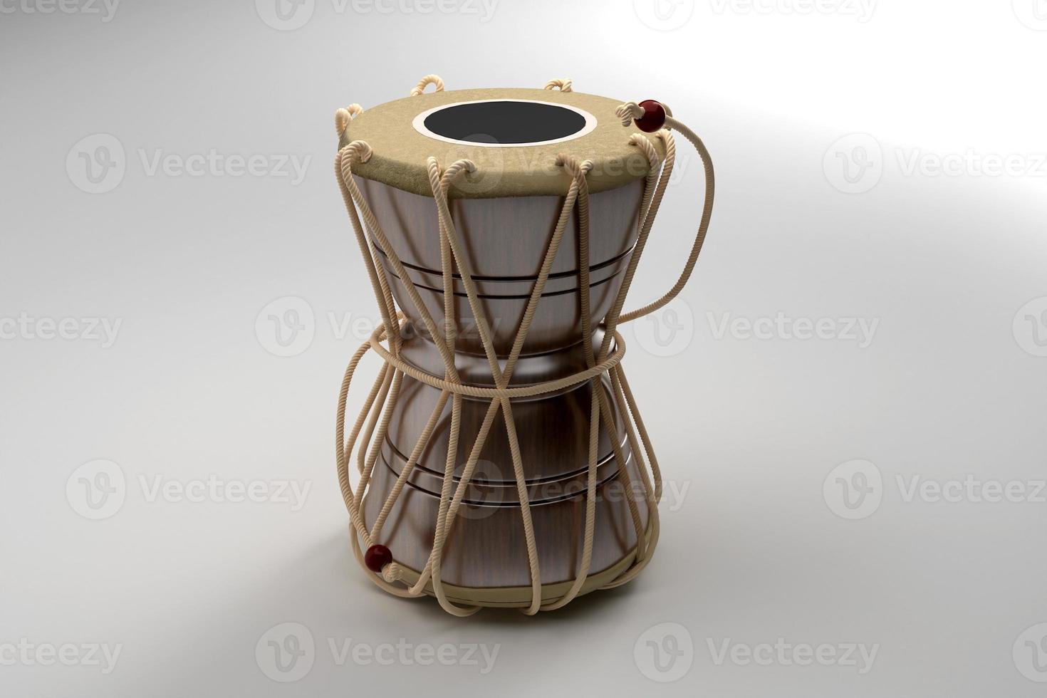 Damru damaru de shiva instrument de musique indienne sur fond blanc - illustration 3d render photo