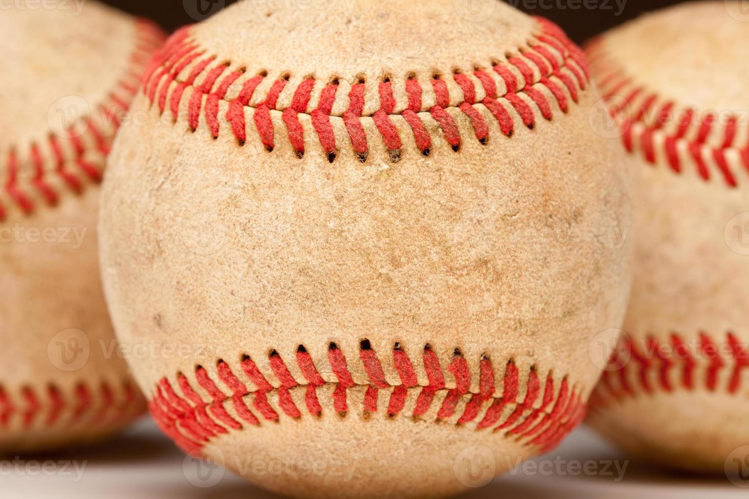 détail macro de baseball usé photo