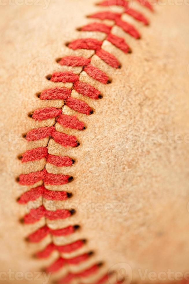 détail macro de baseball usé photo