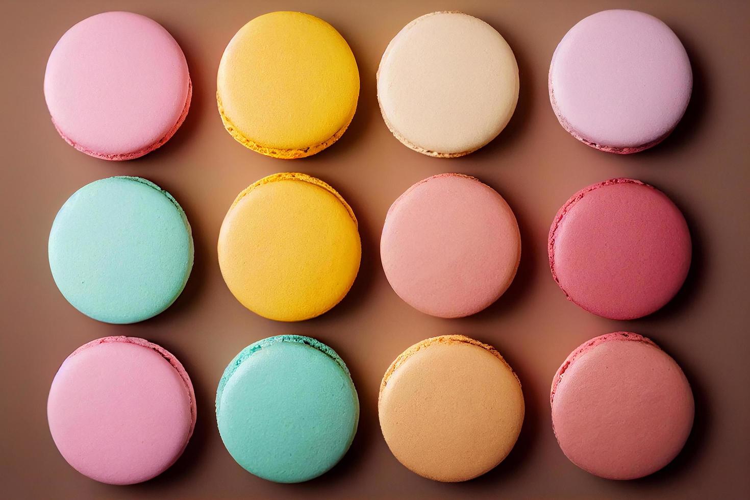 pile de macarons en chute, couleur douce et naturelle photo