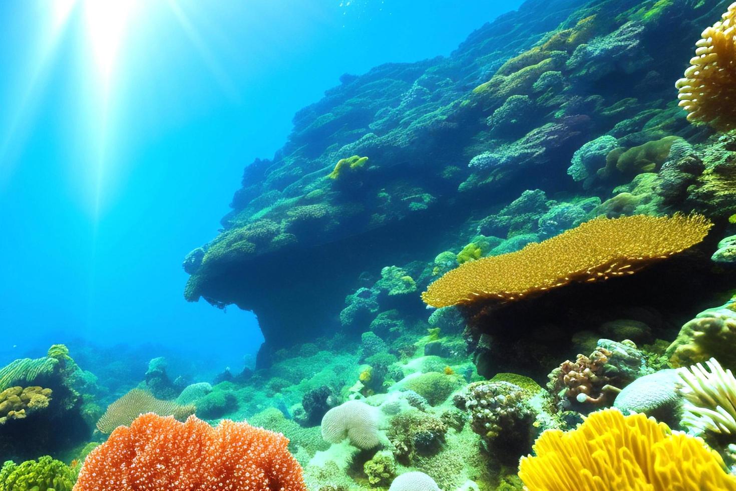 scène sous-marine. récif corallien de l'océan sous l'eau. monde marin sous fond d'eau. photo