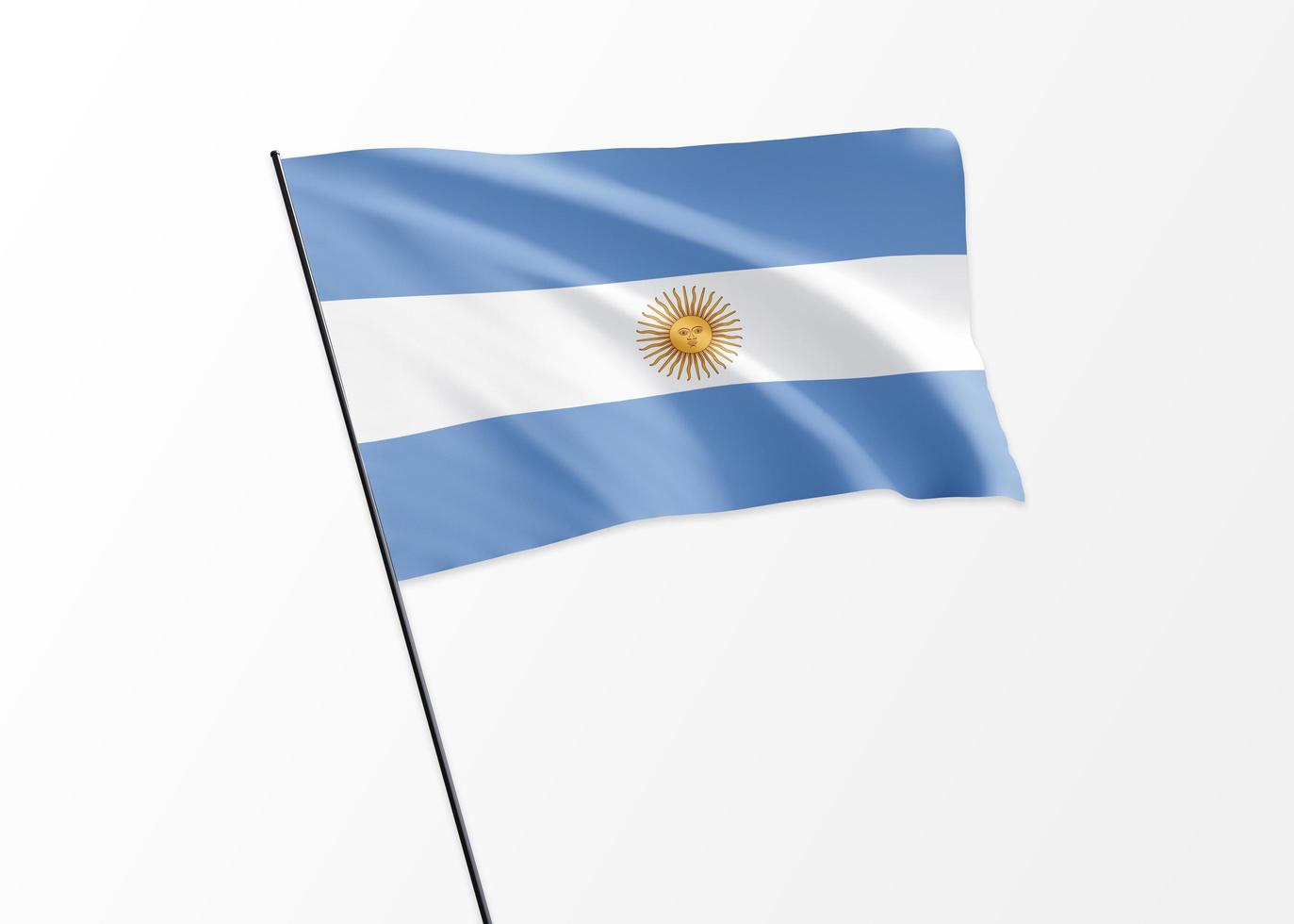 drapeau de l'argentine volant haut dans le fond isolé fête de l'indépendance de l'argentine. drapeau national du monde photo