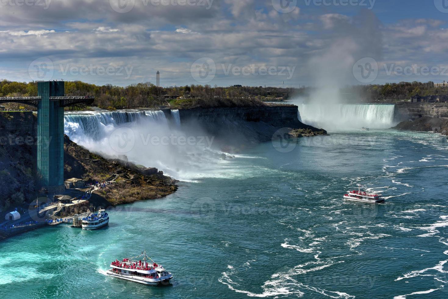 les chutes américaines aux chutes du niagara, new york vues du pont arc-en-ciel. photo