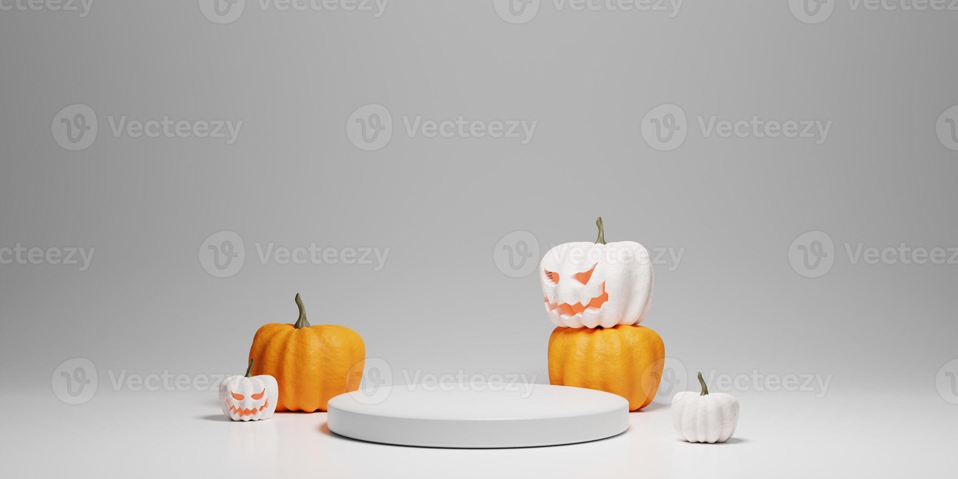 Fond d'halloween 3d avec podium blanc vide pour la vitrine du produit photo