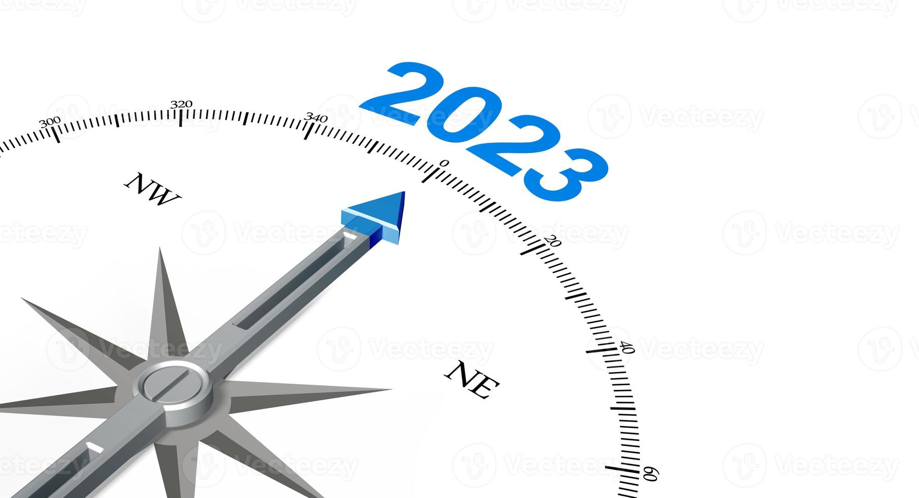 fond de bonne année. navigation vers l'année 2023. illustration 3d photo