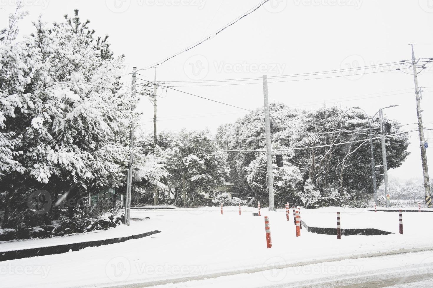 île de jeju et paysage de neige photo