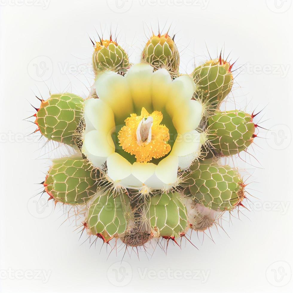 vue de dessus de fleur de cactus saguaro, isolée sur fond blanc, adaptée pour une utilisation sur les cartes de la saint-valentin. photo