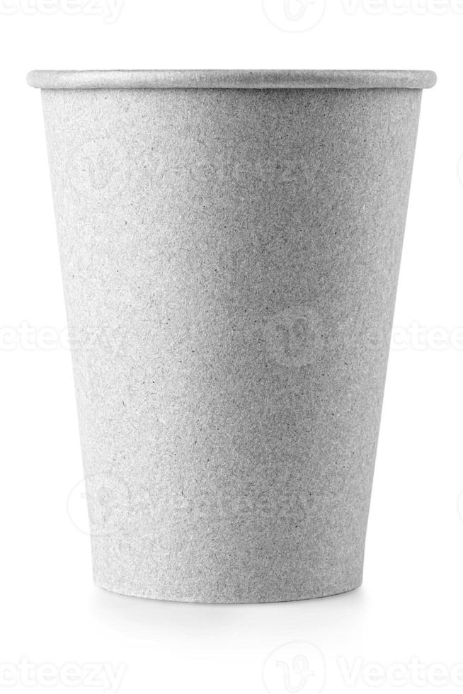 Tasse à café en papier vide sur fond blanc photo