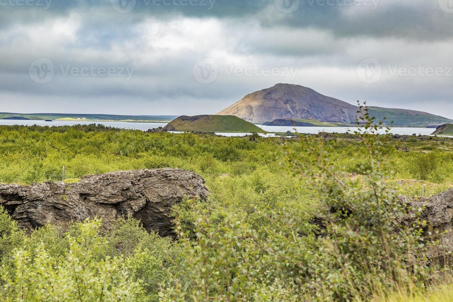 vue sur les lacs myvatn en islande en été pendant la journée photo